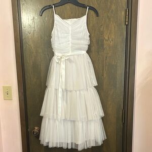 Jessica McClintock White Tiered Dress Girls Size 10